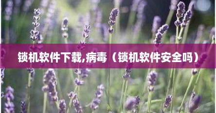 锁机软件下载,病毒（锁机软件安全吗）
