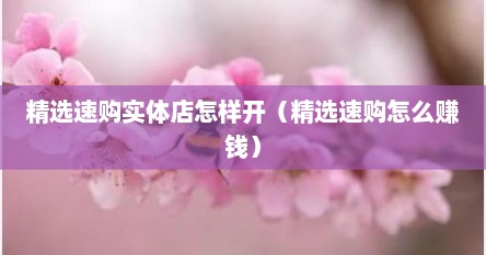 精选速购实体店怎样开（精选速购怎么赚钱）