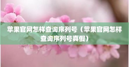 苹果官网怎样查询序列号（苹果官网怎样查询序列号真假）