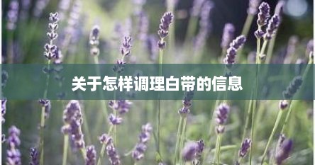关于怎样调理白带的信息