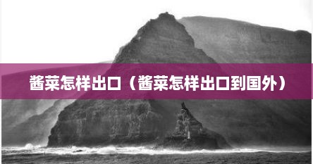 酱菜怎样出口（酱菜怎样出口到国外）