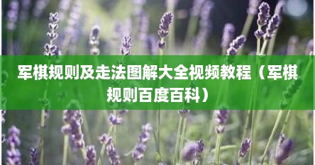 军棋规则及走法图解大全视频教程（军棋规则百度百科）