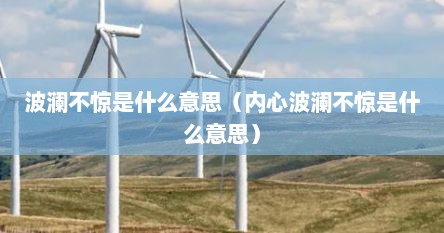 波澜不惊是什么意思（内心波澜不惊是什么意思）
