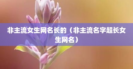 非主流女生网名长的（非主流名字超长女生网名）