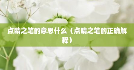 点睛之笔的意思什么（点睛之笔的正确解释）