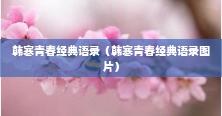 韩寒青春经典语录（韩寒青春经典语录图片）