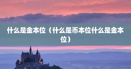 什么是金本位（什么是币本位什么是金本位）
