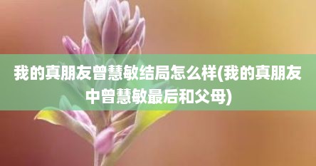 我的真朋友曾慧敏结局怎么样(我的真朋友中曾慧敏最后和父母)