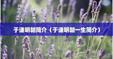 于谦明朝简介（于谦明朝一生简介）
