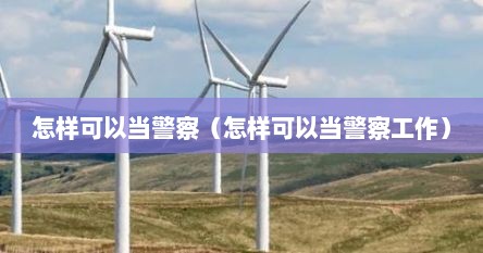 怎样可以当警察（怎样可以当警察工作）