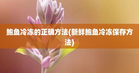 鲍鱼冷冻的正确方法(新鲜鲍鱼冷冻保存方法)