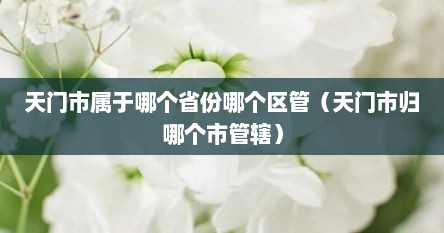 天门市属于哪个省份哪个区管（天门市归哪个市管辖）