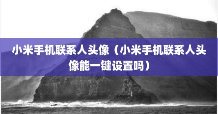 小米手机联系人头像（小米手机联系人头像能一键设置吗）
