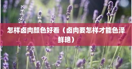 怎样卤肉颜色好看（卤肉要怎样才能色泽鲜艳）
