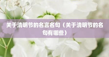 关于清明节的名言名句（关于清明节的名句有哪些）