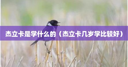 杰立卡是学什么的（杰立卡几岁学比较好）