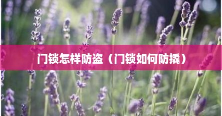 门锁怎样防盗（门锁如何防撬）