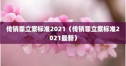 传销罪立案标准2021（传销罪立案标准2021最新）