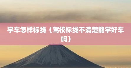 学车怎样标线（驾校标线不清楚能学好车吗）
