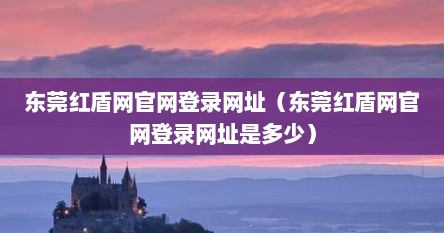 东莞红盾网官网登录网址（东莞红盾网官网登录网址是多少）