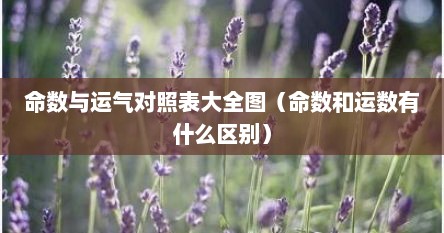 命数与运气对照表大全图（命数和运数有什么区别）