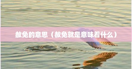 赦免的意思（赦免就是意味着什么）