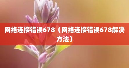 网络连接错误678（网络连接错误678解决方法）