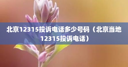 北京12315投诉电话多少号码（北京当地12315投诉电话）