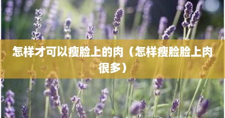 怎样才可以瘦脸上的肉（怎样瘦脸脸上肉很多）
