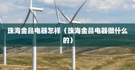 珠海金品电器怎样（珠海金品电器做什么的）