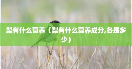 梨有什么营养（梨有什么营养成分,各是多少）
