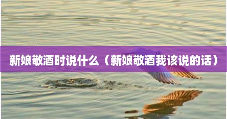 新娘敬酒时说什么（新娘敬酒我该说的话）