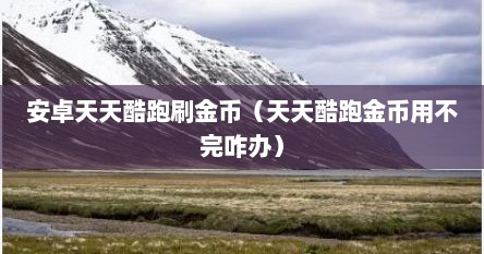 安卓天天酷跑刷金币（天天酷跑金币用不完咋办）