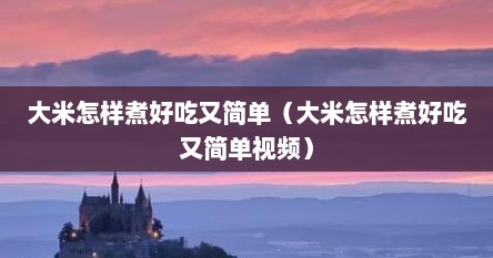 大米怎样煮好吃又简单（大米怎样煮好吃又简单视频）