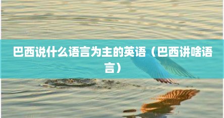 巴西说什么语言为主的英语(巴西讲啥语言)