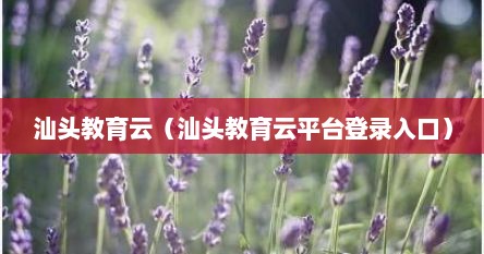 汕头教育云（汕头教育云平台登录入口）