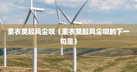 素衣莫起风尘叹（素衣莫起风尘叹的下一句是）