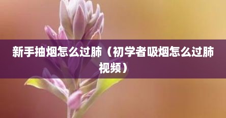 抽烟怎么过肺视频教程（抽烟怎么过肺技巧新手）