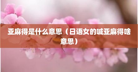 亚麻得是什么意思（日语女的喊亚麻得啥意思）