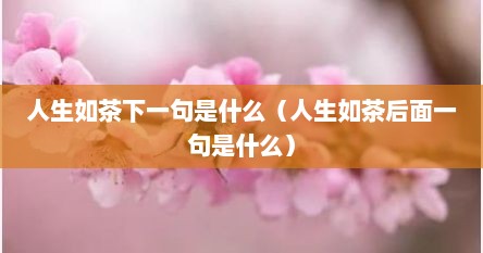 人生如茶下一句是什么（人生如茶后面一句是什么）