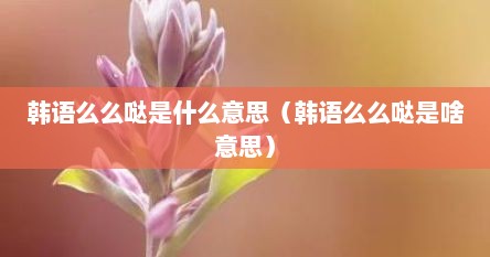 韩语么么哒是什么意思（韩语么么哒是啥意思）