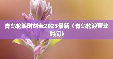 青岛轮渡时刻表2025最新（青岛轮渡营业时间）