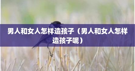 男人和女人怎样造孩子（男人和女人怎样造孩子呢）