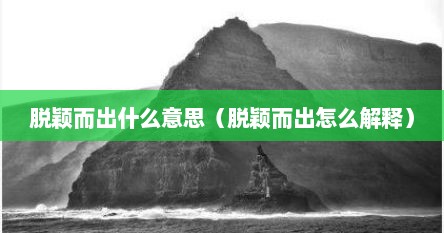 脱颖而出什么意思（脱颖而出怎么解释）