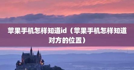 苹果手机怎样知道id（苹果手机怎样知道对方的位置）
