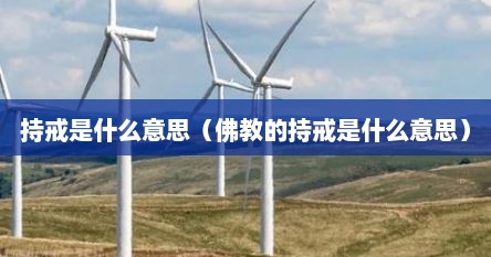 持戒是什么意思（佛教的持戒是什么意思）