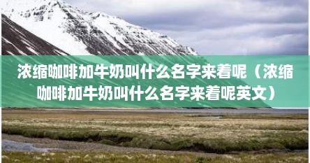 浓缩咖啡加牛奶叫什么名字来着呢（浓缩咖啡加牛奶叫什么名字来着呢英文）