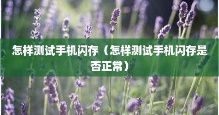 怎样测试手机闪存（怎样测试手机闪存是否正常）