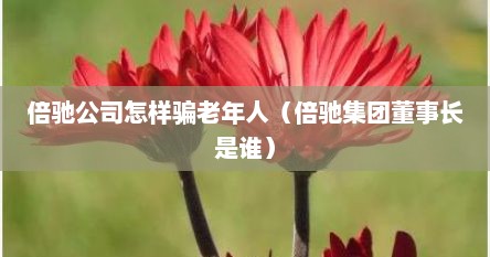 倍驰公司怎样骗老年人（倍驰集团董事长是谁）