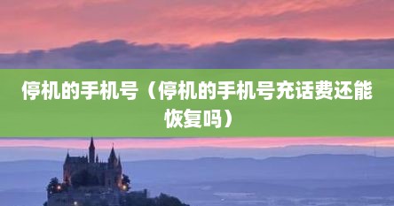 停机的手机号（停机的手机号充话费还能恢复吗）